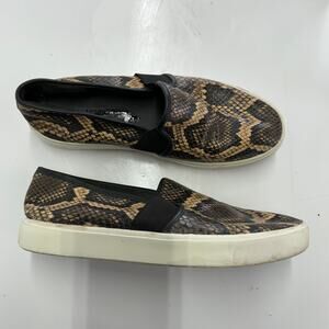 Vince Sneakers Womens 6 Black Brown Blair Snake Effect Slip On Shoes